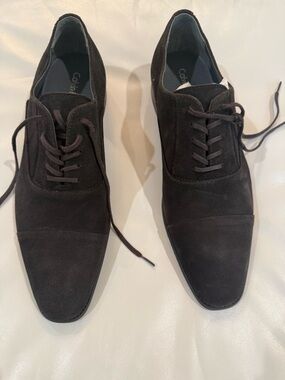 Calvin Klein Men's Dark Brown Suede Oxford Lace-Up Shoes